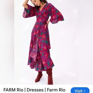 FARM Rio Vibrant Floral Maxi Dress in Red and Green